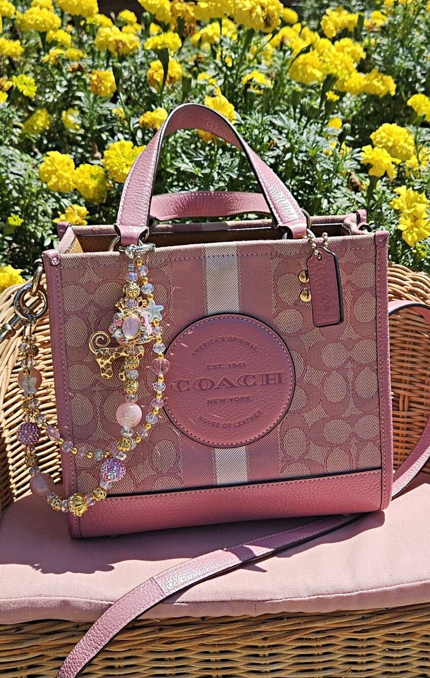 Coach Field Tote Taffy Pink Signature Jacquard Leather Crossbody